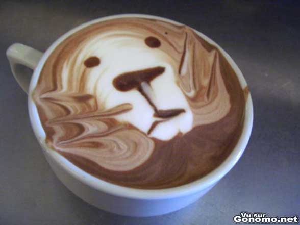 Un lion dans votre tasse, il doit etre corse ce cafe !