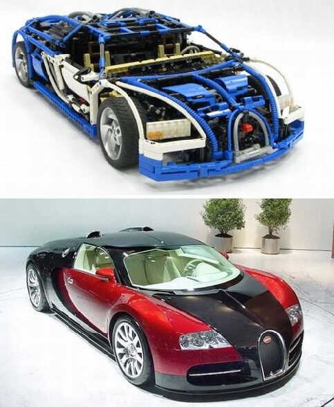 Bugatti Veyron en modele reduit farbique avec des Lego Technic ! Presque ressemblant lol