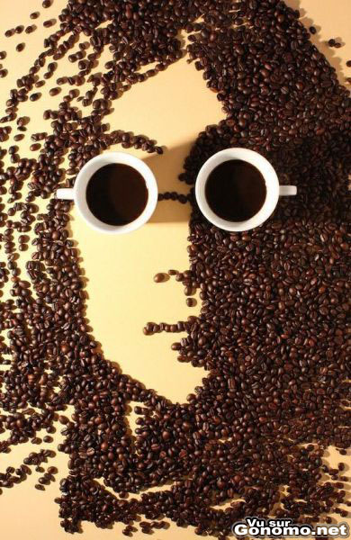 Un beau portrait de John Lennon des Beatles avec des grains de cafe