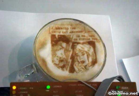 Une machine pour dessiner dans le cafe avec precision