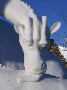 Sculpture sur neige : une girafe sculptee dans la neige
