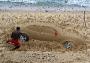 Une voiture sculpte dans le sable