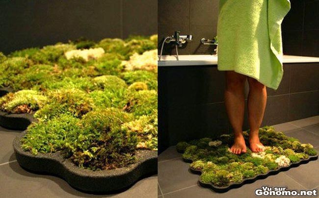 A l heure du tout bio, voici un tapis de salle de bain naturel avec de la mousse