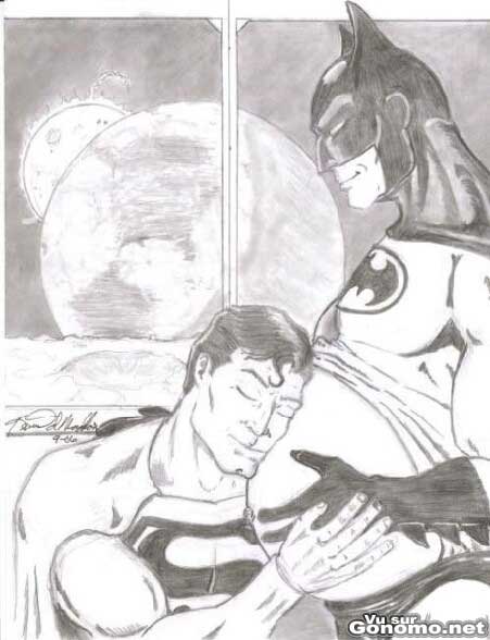 Dessin de Batman enceinte de superman ! Wtf ??