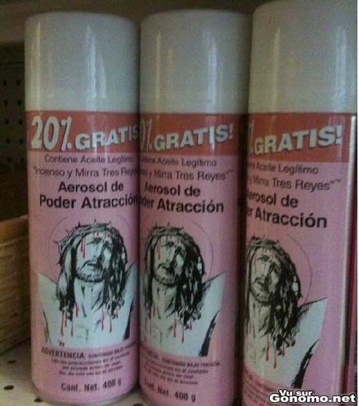 Jesus Christ sur des tubes d aerosol ! Wtf ???