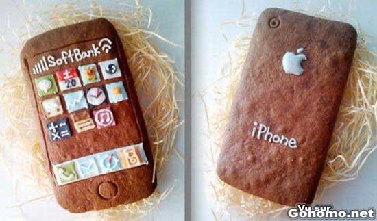 IPhone cake : un petit gateau ou biscuit en forme d iPhone avec les icones et tout ...