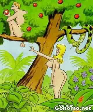 Adam et Eve, le serpent la pomme ... et les testicules :)