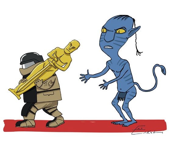 Dessin humoristique : Avatar se fait voler la vedette par Demineurs aux Oscars 2010
