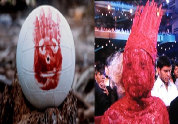 Etrange ressemblance entre le ballon de Seul au monde et l accoutrement de Lady Gaga ! lol