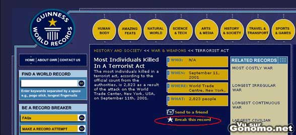 Les attentats du 11 septembre dans le Guinness book ! :s