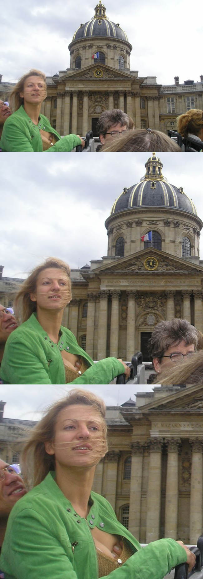 Photo de vacances : une touriste qui va garder un tres bon souvenir de son voyage a Paris :)