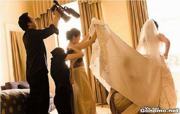 Un mariage filme au plus pres ... sous la robe de la mariee