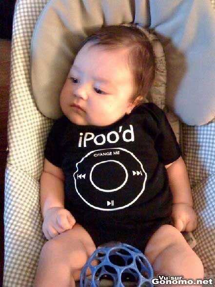IPood : un tee shirt rigolo pour bebe avec les touches de l iPod d Apple