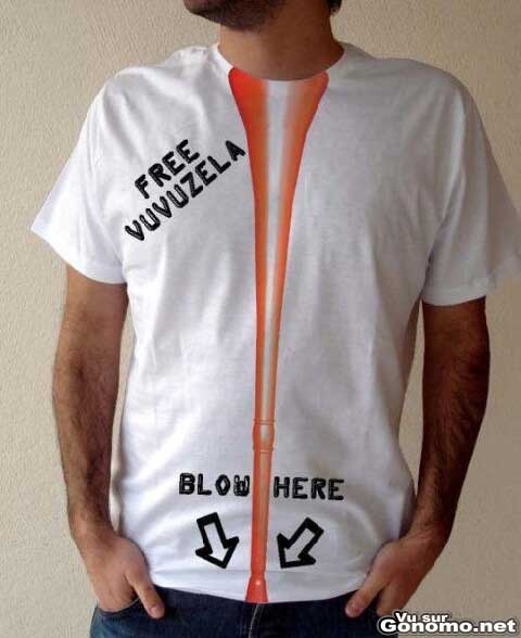 Tee shirt Vuvuzela fun : soufflez ici ! lol