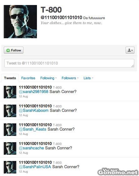 Terminator un bot sur Twitter fait visiblement chier toutes les Sarah du web !