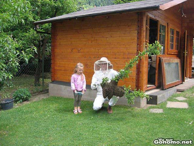 Desole fillette il n y avait plus qu une seule combinaison de protection contre les abeilles ...