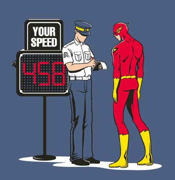 Flash se fait flasher pour exces de vitesse. C est ballot !