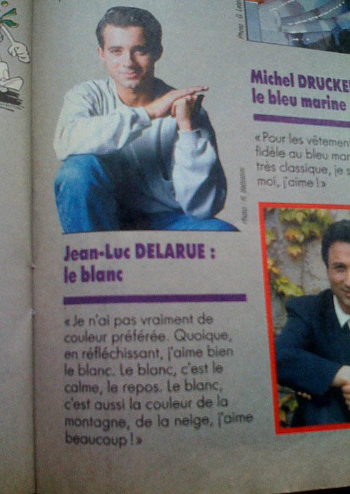 La couleur preferee de Jean Luc Delarue : le blanc ! :)   Article du journal de Mickey de 1992
