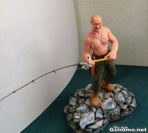 Putin en figurine dans celebre partie de peche