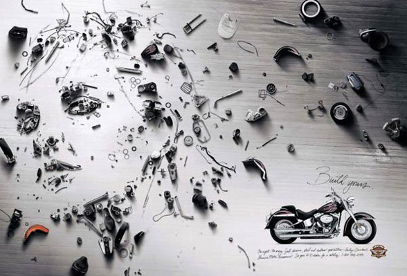 Une jolie affiche publicitaire de la marque de moto Harley Davidson