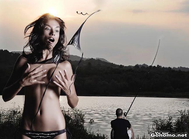 Belle prise : a defaut de poisson, ce chanceux repartira de sa partie de peche avec un bikini