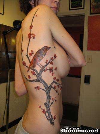 Un tatoo tres sympathique sur le flanc de cette jeune femme