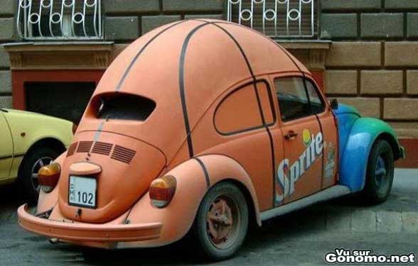 Sprite basket car ! Une voiture avec un toit en forme de ballon de basket
